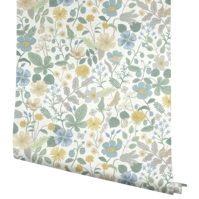 York Wallcoverings Strawberry Fields White & Green Wallpaper | Wallpaper Twins York Wallcoverings Strawberry Fields White & Green Wallpaper - SKU RP7357