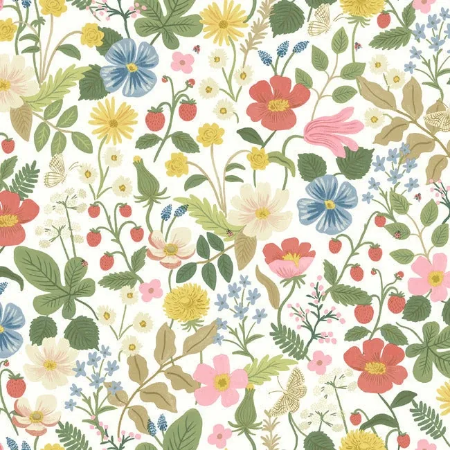 RP7354 | Strawberry Fields White & Red Wallpaper