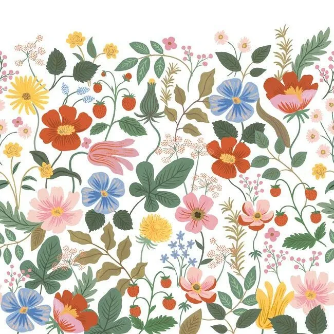 PSW1334M | Strawberry Fields White Peel & Stick Wall Mural