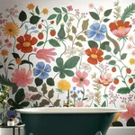 York Wallcoverings Strawberry Fields White Peel & Stick Wall Mural - SKU PSW1334M