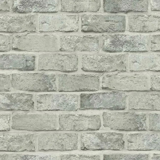 York Wallcoverings Stretcher Brick Grey Peel & Stick Wallpaper - SKU PSW1304RL