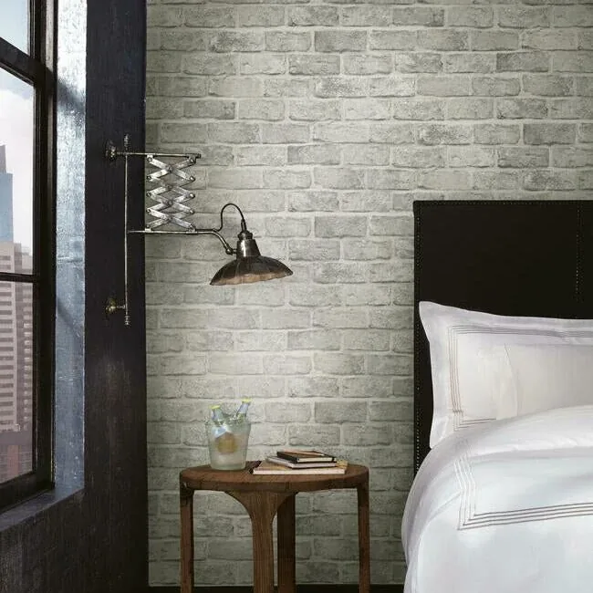 York Wallcoverings Stretcher Brick Grey Peel & Stick Wallpaper - SKU PSW1304RL