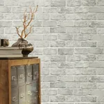 York Wallcoverings Stretcher Brick Grey Peel & Stick Wallpaper - SKU PSW1304RL