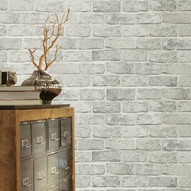 York Wallcoverings Stretcher Brick Grey Peel & Stick Wallpaper - SKU PSW1304RL