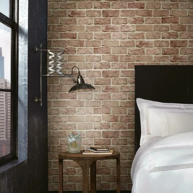York Wallcoverings Stretcher Brick Red Peel & Stick Wallpaper - SKU PSW1306RL