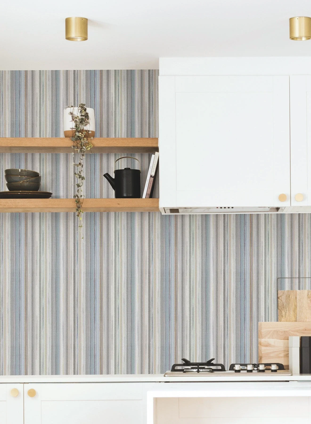 York Wallcoverings Striped Sunset Blue Grey Peel & Stick Wallpaper - SKU PSW1634RL