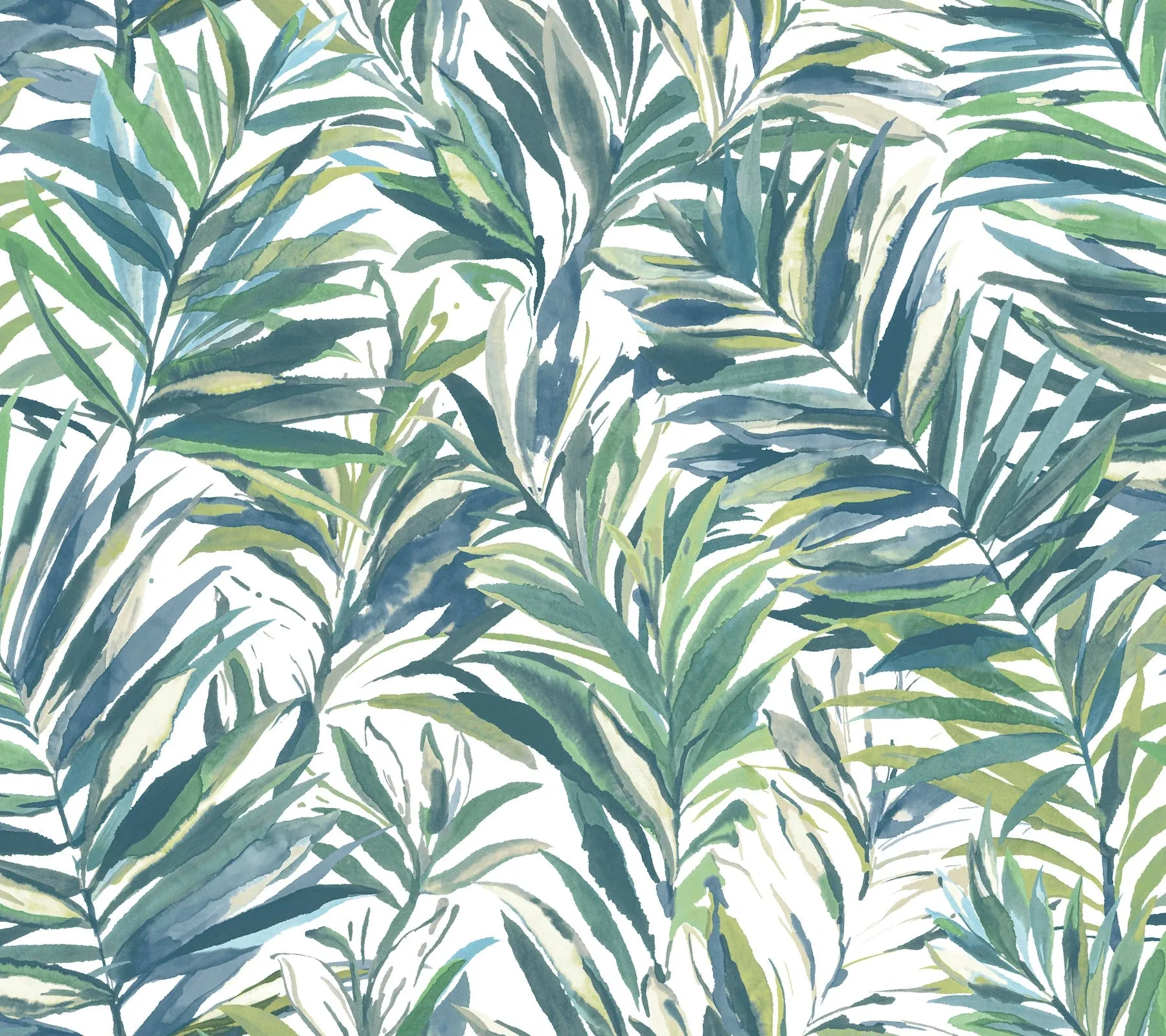 GN2544 | Swaying Palms Green & Blue Wallpaper