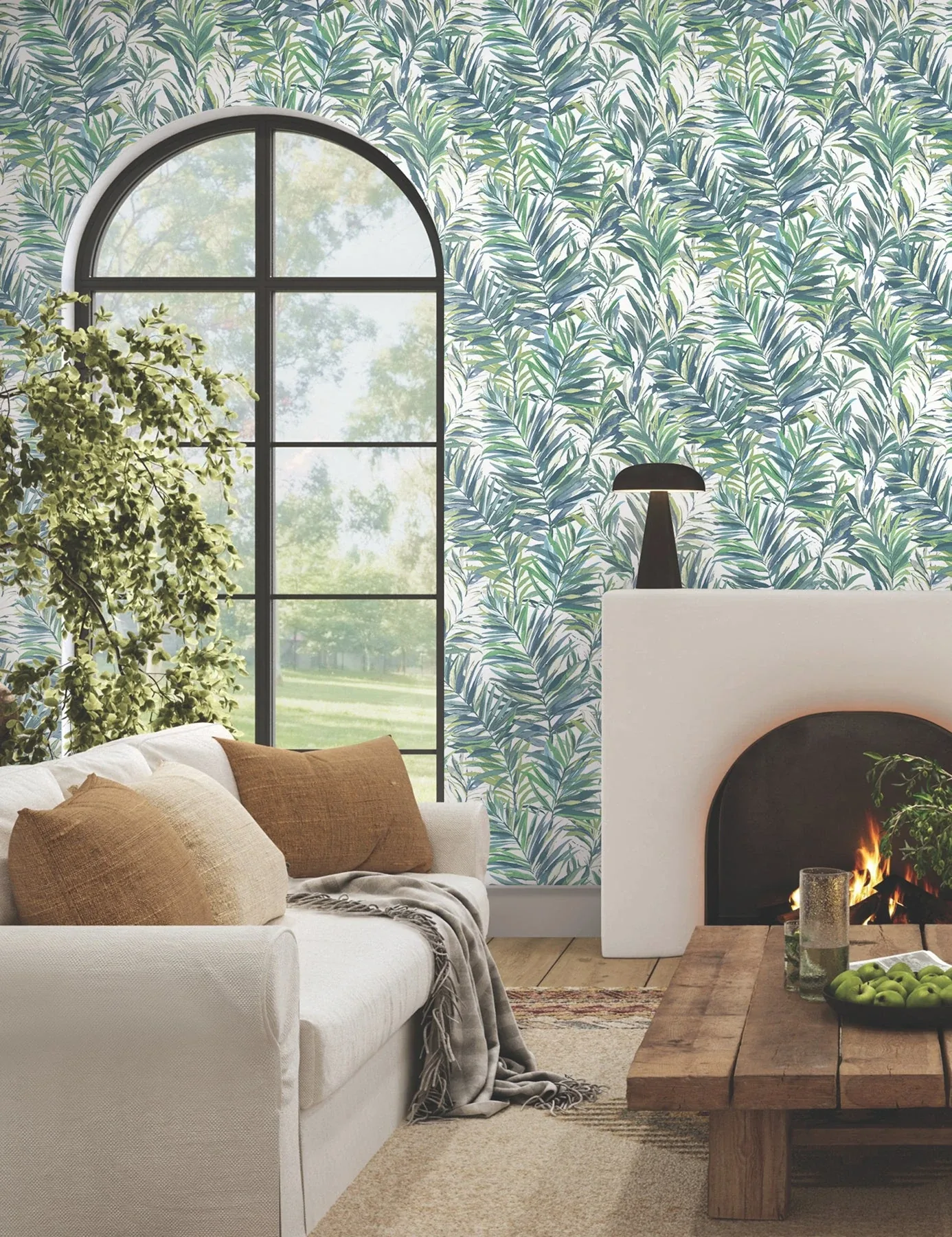 York Wallcoverings Swaying Palms Green & Blue Wallpaper - SKU GN2544