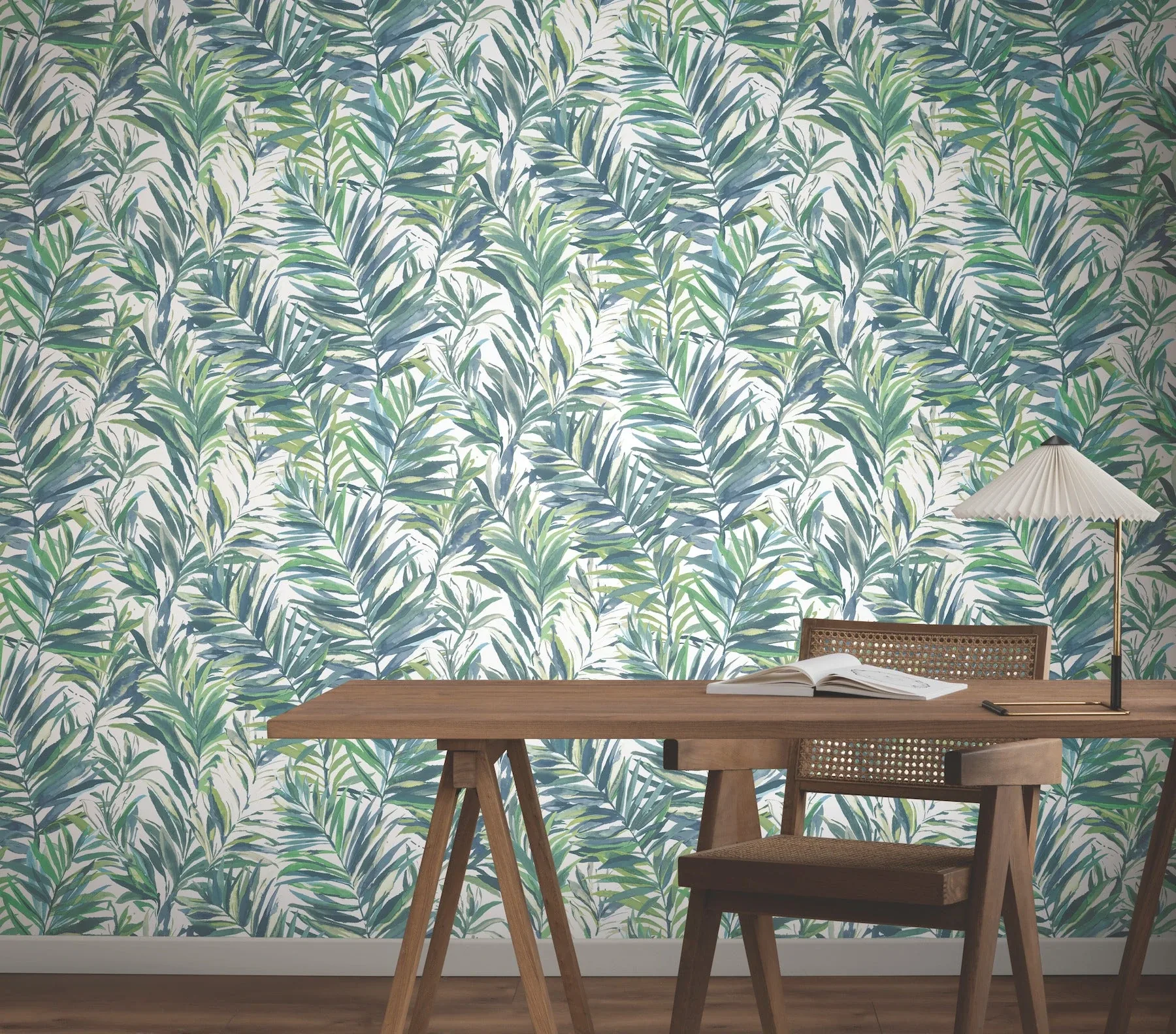 York Wallcoverings Swaying Palms Green & Blue Wallpaper - SKU GN2544