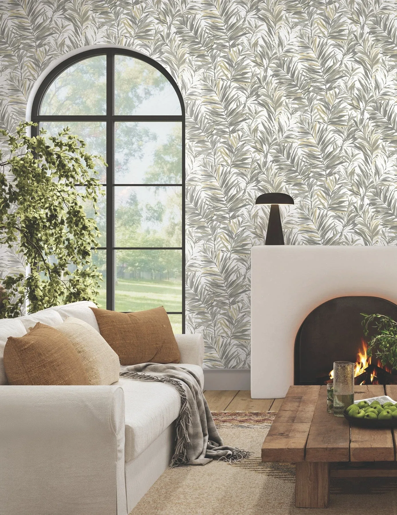 York Wallcoverings Swaying Palms Neutral Wallpaper - SKU GN2543