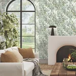 York Wallcoverings Swaying Palms Olive & Aegean Wallpaper - SKU GN2542