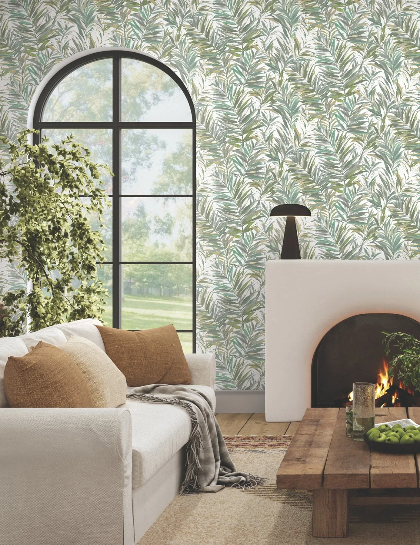 York Wallcoverings Swaying Palms Olive & Aegean Wallpaper - SKU GN2542