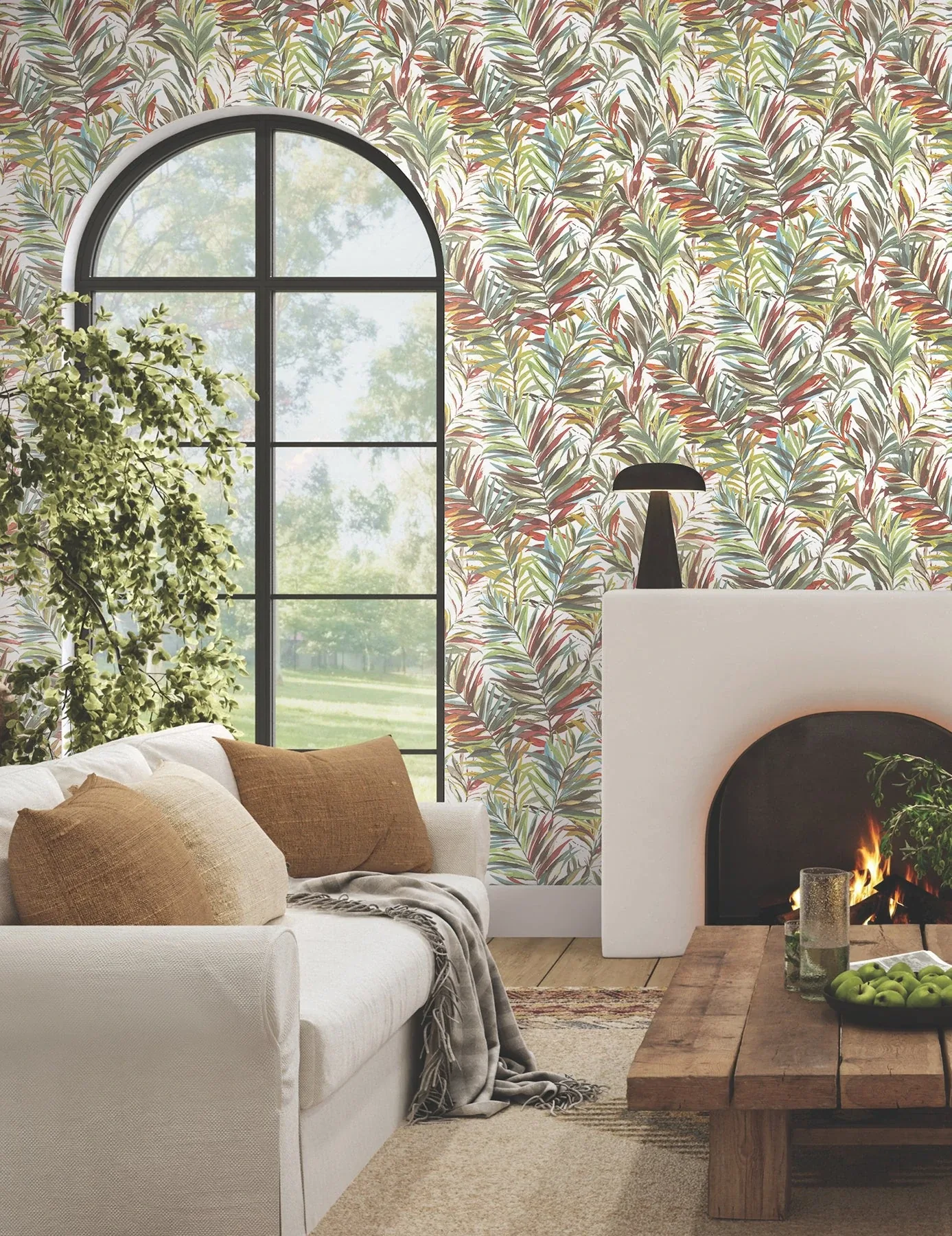 York Wallcoverings Swaying Palms Rouge & Mink Wallpaper - SKU GN2541