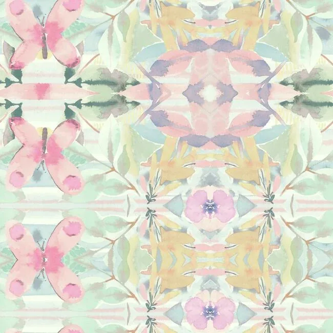 York Wallcoverings Synchronized Pink & Yellow Wallpaper - SKU LK8337