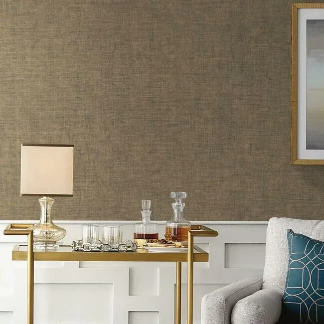 York Wallcoverings Tabby Weave Texture Brown Wallpaper - SKU 5011