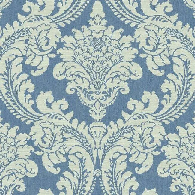 York Wallcoverings Tapestry Damask Blue Wallpaper - SKU GR6024