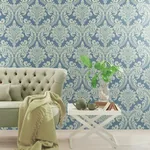 York Wallcoverings Tapestry Damask Blue Wallpaper | Wallpaper Twins York Wallcoverings Tapestry Damask Blue Wallpaper - SKU GR6024