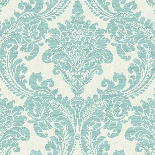 York Wallcoverings Tapestry Damask Teal Wallpaper - SKU GR6025