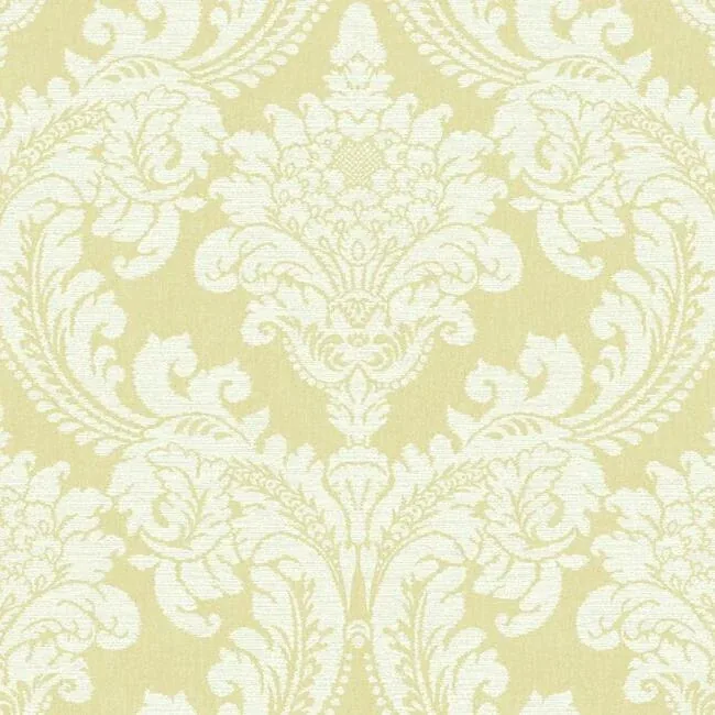 York Wallcoverings Tapestry Damask Yellow Wallpaper - SKU GR6027