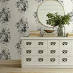 York Wallcoverings Tea Rose Black & White Wallpaper - SKU ME1534