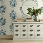 York Wallcoverings Tea Rose Blue Wallpaper - SKU ME1531