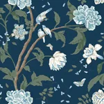 York Wallcoverings Teahouse Floral Navy Wallpaper | Wallpaper Twins York Wallcoverings Teahouse Floral Navy Wallpaper - SKU BL1782