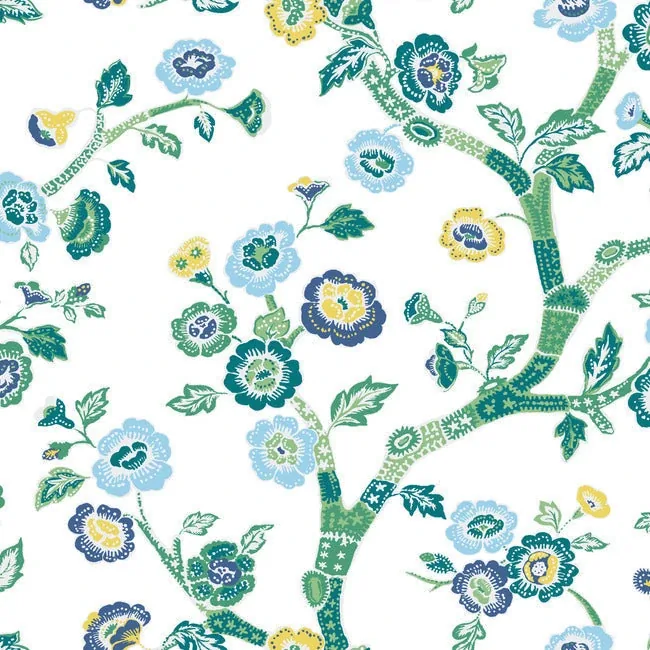 York Wallcoverings Temple Garden Bardados Green Peel & Stick Wallpaper - SKU PSW1406RL