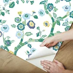 York Wallcoverings Temple Garden Bardados Green Peel & Stick Wallpaper - SKU PSW1406RL