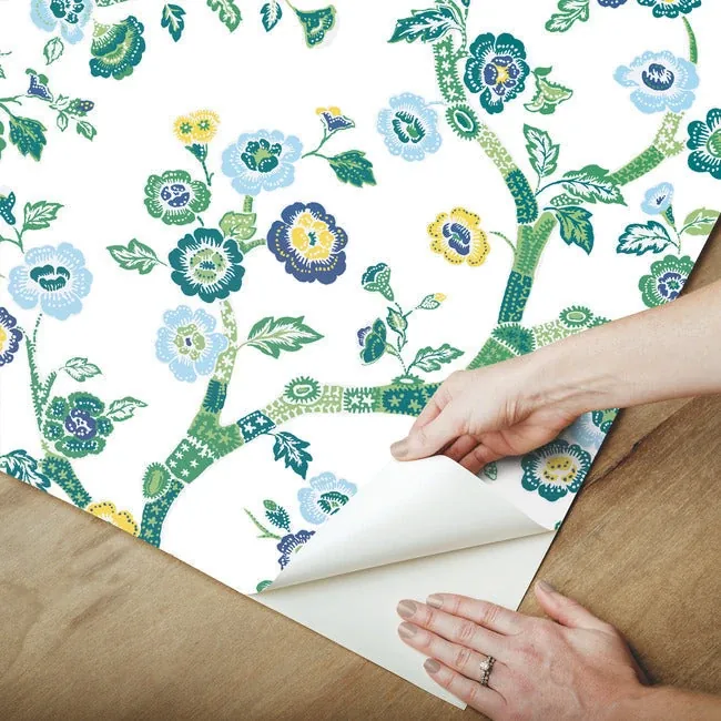 York Wallcoverings Temple Garden Bardados Green Peel & Stick Wallpaper - SKU PSW1406RL