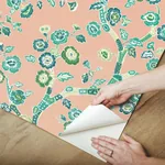 York Wallcoverings Temple Garden Coral Peel & Stick Wallpaper - SKU PSW1408RL
