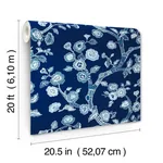 York Wallcoverings Temple Garden Navy Blue Peel & Stick Wallpaper - SKU PSW1407RL