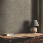 York Wallcoverings Thatched Chevron Charcoal Wallpaper - SKU FM1051
