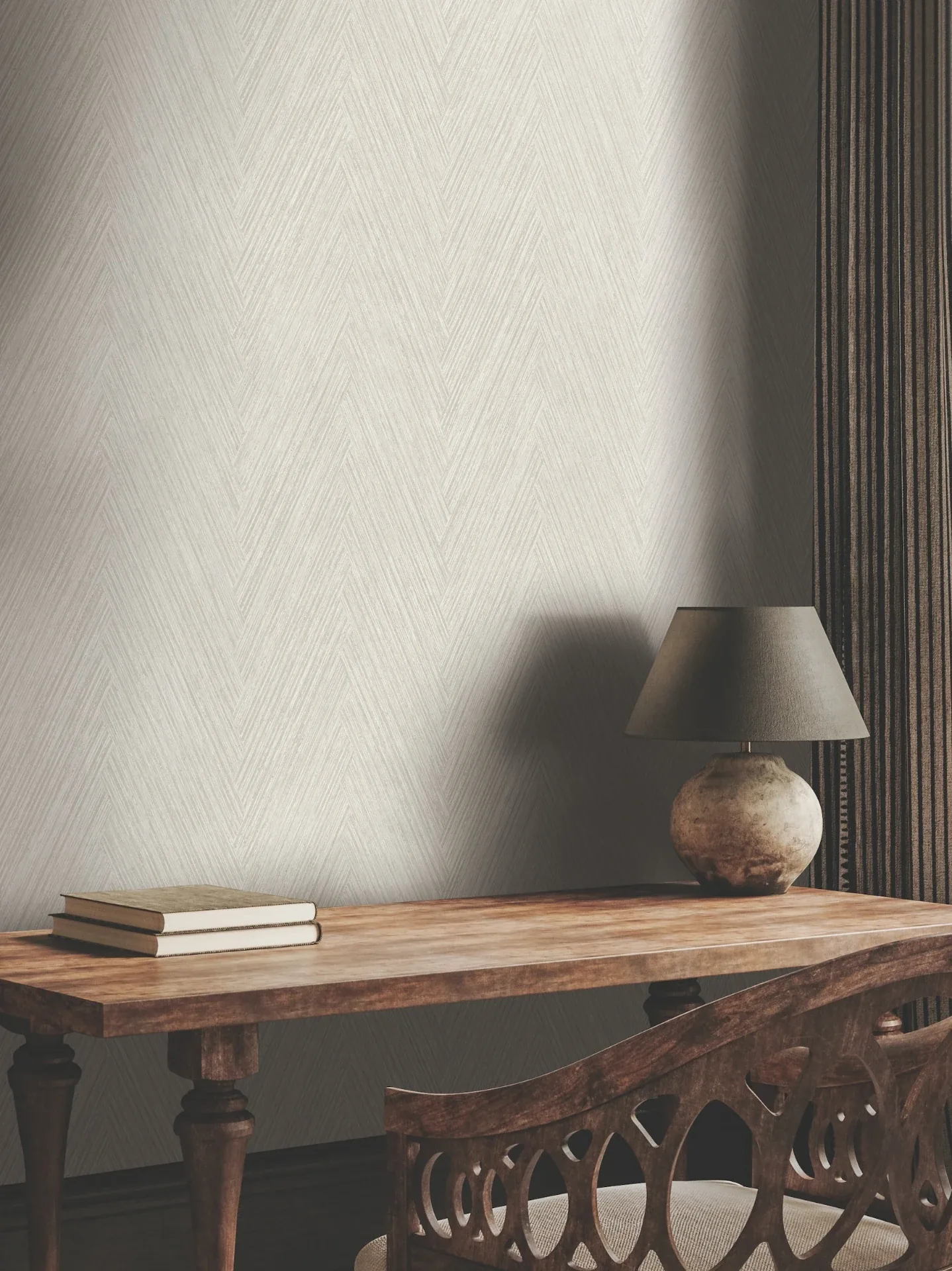 York Wallcoverings Thatched Chevron Light Neutral Wallpaper - SKU FM1052