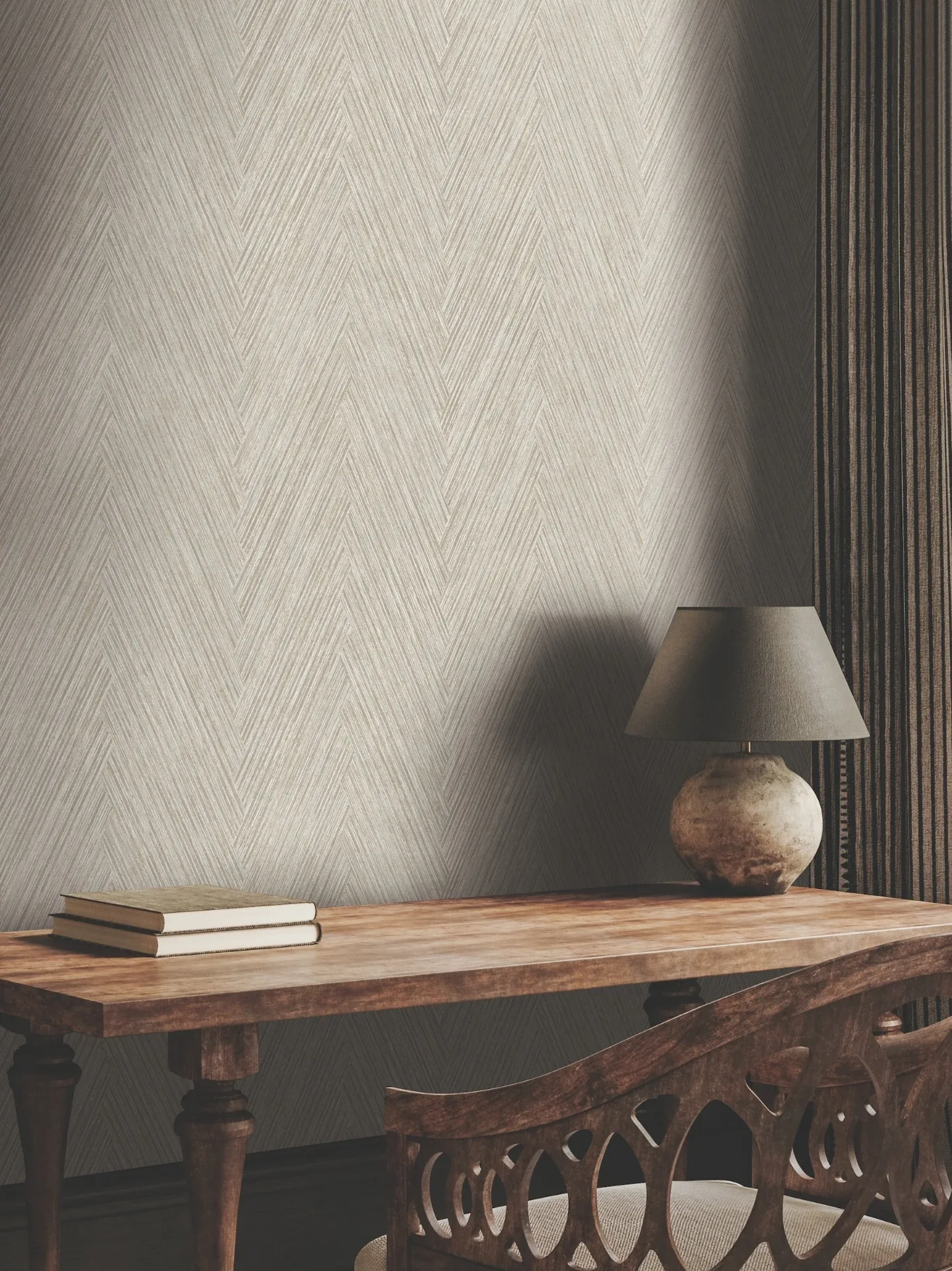 York Wallcoverings Thatched Chevron Linen Wallpaper - SKU FM1056