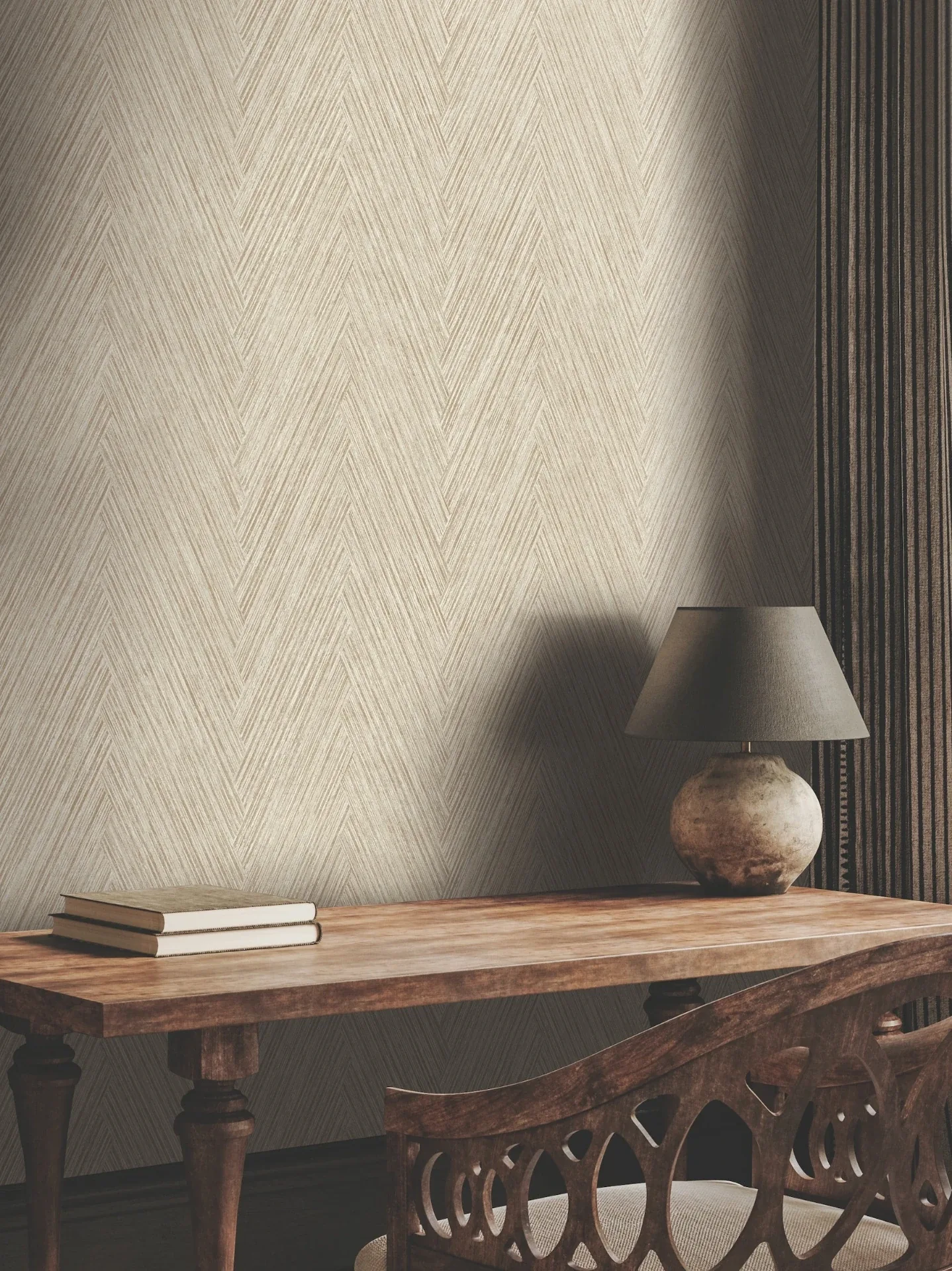 York Wallcoverings Thatched Chevron Terracotta Wallpaper - SKU FM1053