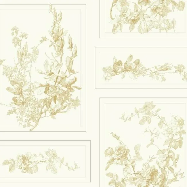 York Wallcoverings The Magnolia Brown & White Wallpaper - SKU MH1546