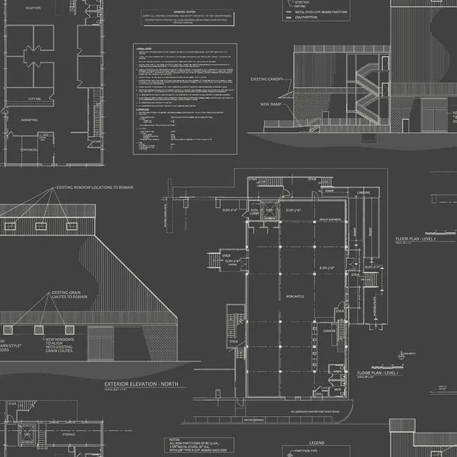 York Wallcoverings The Market Black & White Wallpaper - SKU MH1536