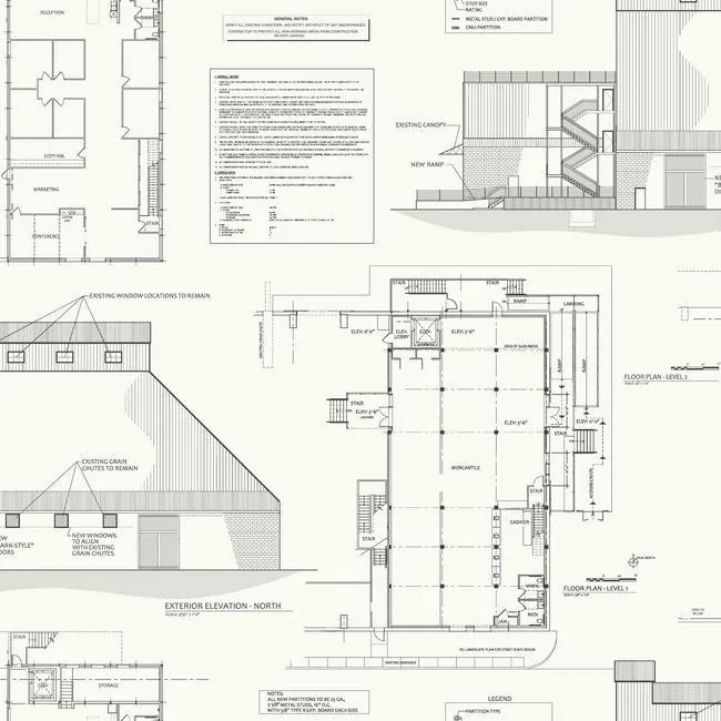 York Wallcoverings The Market White & Black Wallpaper - SKU MH1535