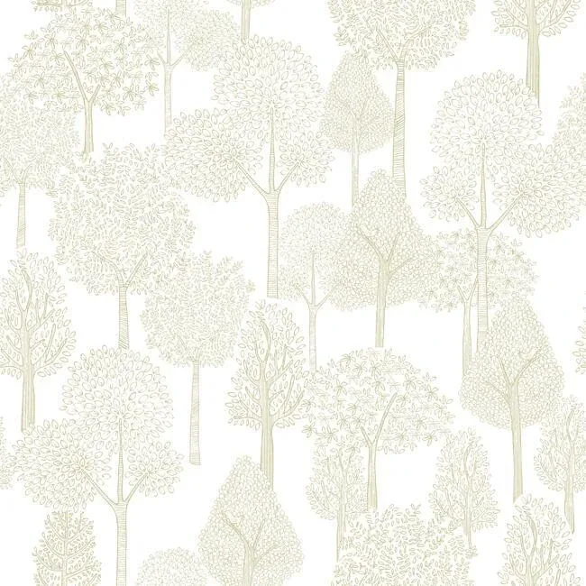 York Wallcoverings Treetops Gold Metallic Peel & Stick Wallpaper - SKU PSW1190RL