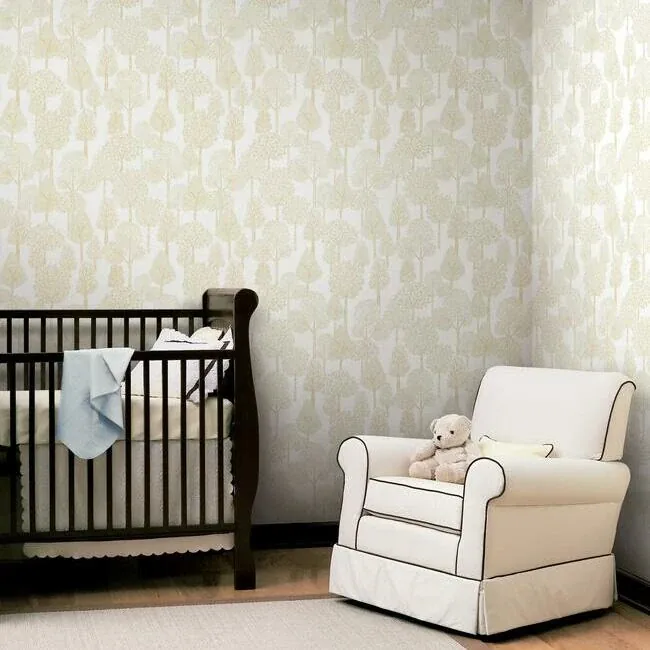 York Wallcoverings Treetops Gold Metallic Peel & Stick Wallpaper - SKU PSW1190RL