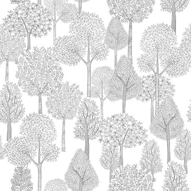 PSW1189RL | Treetops Grey Peel & Stick Wallpaper