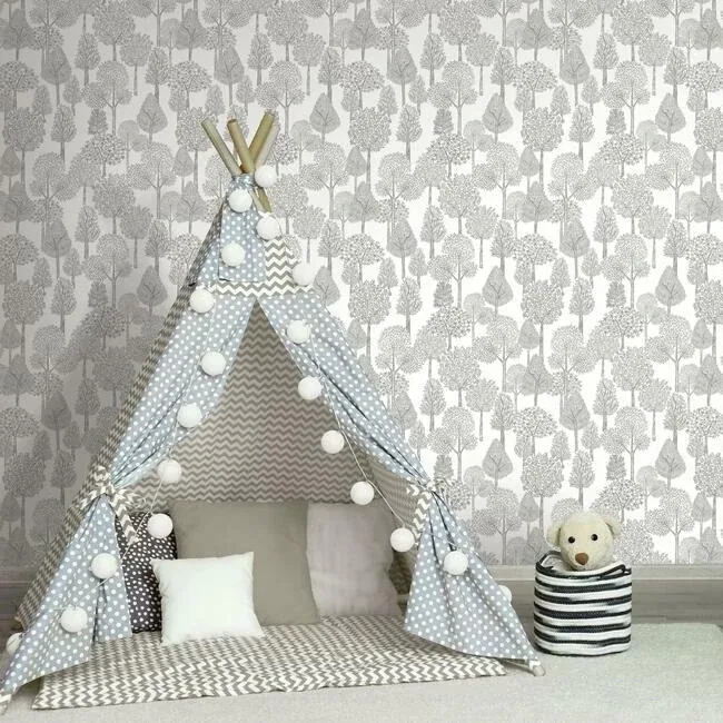 York Wallcoverings Treetops Grey Peel & Stick Wallpaper - SKU PSW1189RL