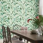 York Wallcoverings Tropical Love Birds White & Aqua Wallpaper | Wallpaper Twins York Wallcoverings Tropical Love Birds White & Aqua Wallpaper - SKU TC2654