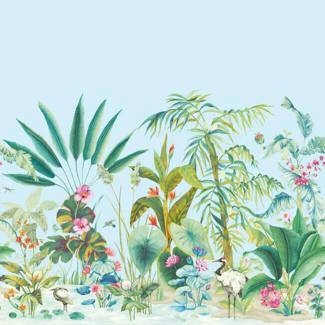 York Wallcoverings Tropical Panoramic Blue Wall Mural - SKU MU0255M