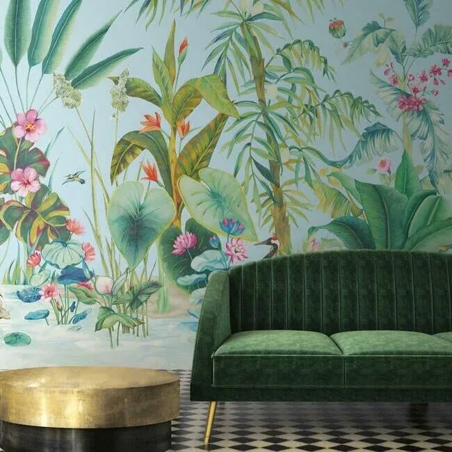 York Wallcoverings Tropical Panoramic Blue Wall Mural - SKU MU0255M