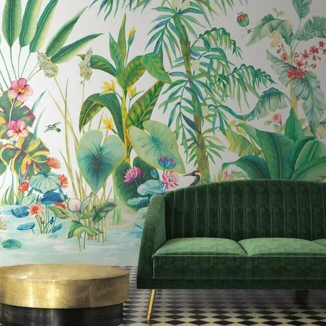 York Wallcoverings Tropical Panoramic White Wall Mural - SKU MU0254M