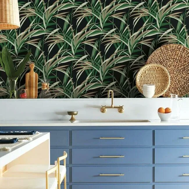 York Wallcoverings Tropical Paradise Green & Black Wallpaper - SKU TC2606