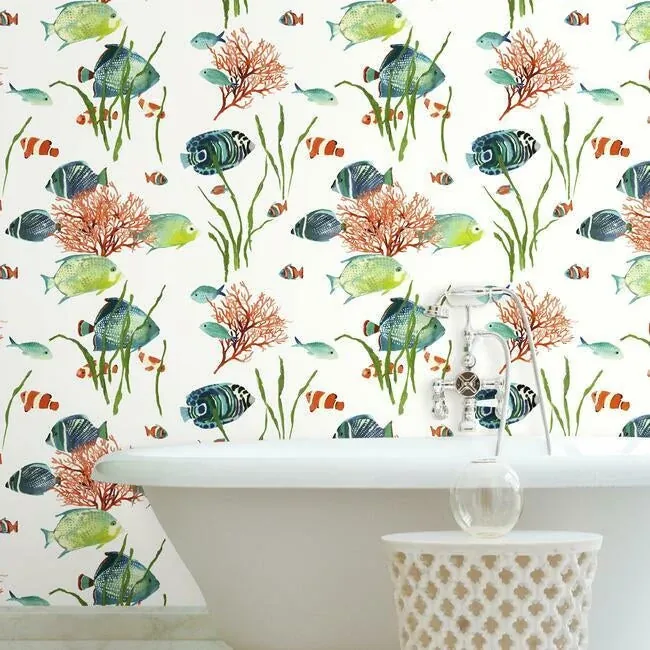 York Wallcoverings Tropical Reef Multicolor Peel & Stick Wallpaper | Wallpaper Twins York Wallcoverings Tropical Reef Multicolor Peel & Stick Wallpaper - SKU PSW1033RL