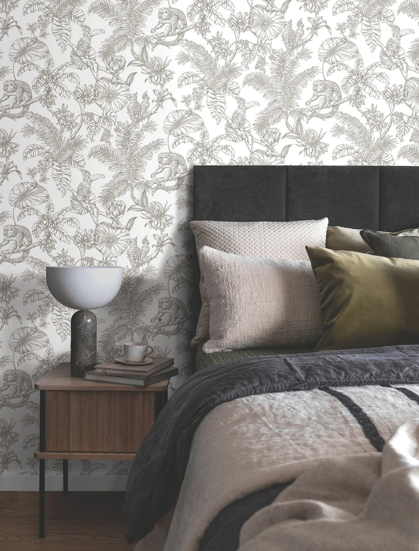 York Wallcoverings Tropical Sketch Toile Brown Wallpaper | Wallpaper Twins York Wallcoverings Tropical Sketch Toile Brown Wallpaper - SKU RT7843