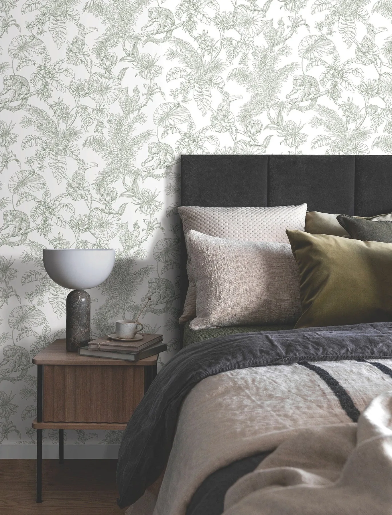York Wallcoverings Tropical Sketch Toile Forest Wallpaper - SKU RT7842